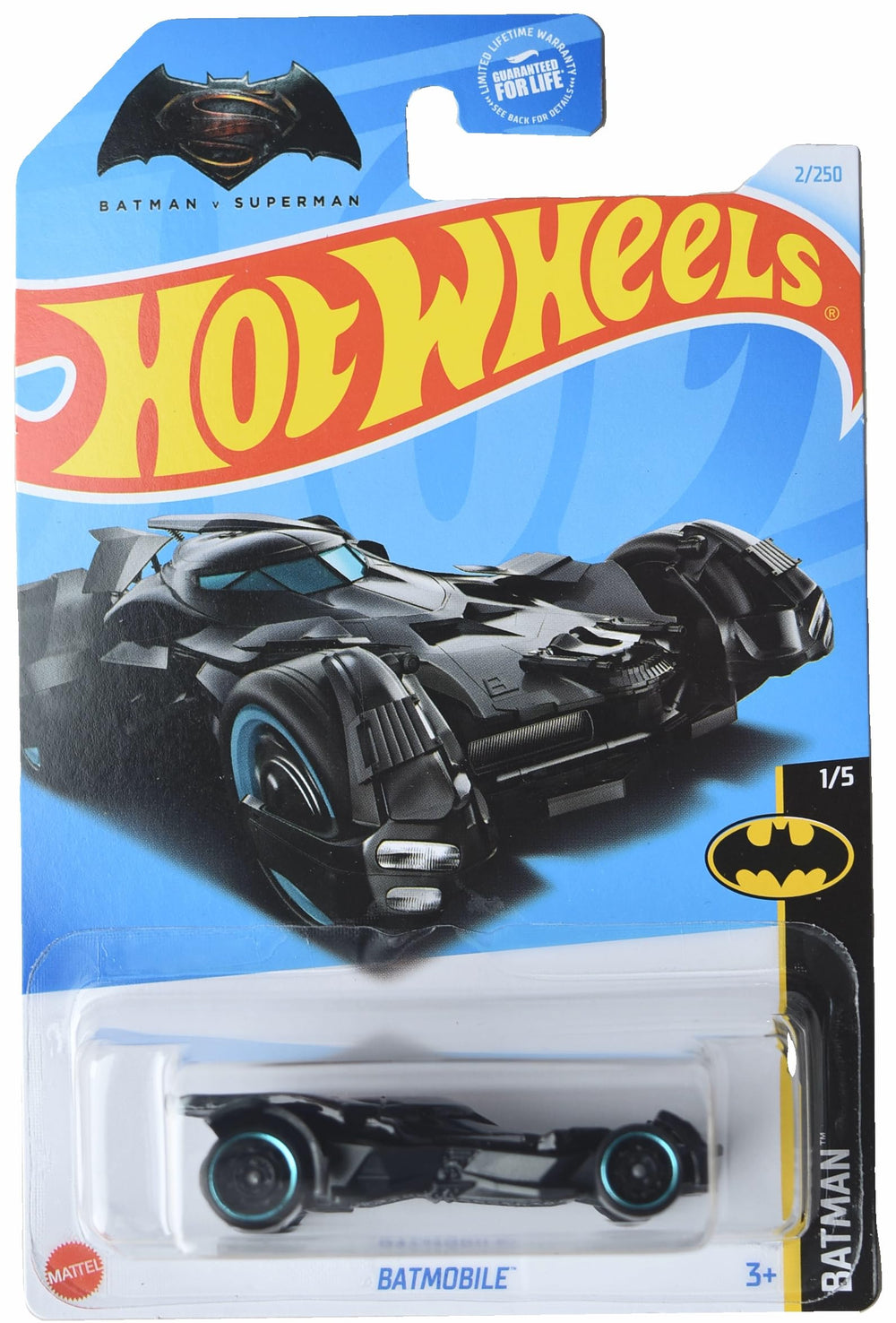 Mattel Hot Wheels Batmobile Batman 1:64 scale front view, ideal for display and collection.