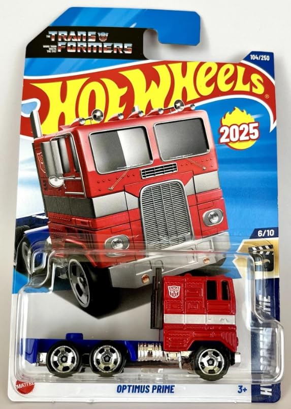 Mattel Hot Wheels Optimus Prime red and blue die-cast for display and collection