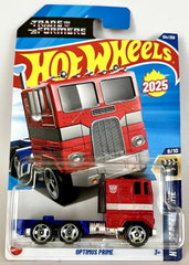 Mattel Hot Wheels Optimus Prime red and blue die-cast for display and collection