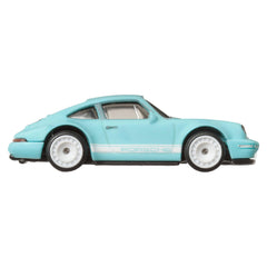 Mattel Hot Wheels Premium Boulevard Porsche 964 front view with glossy light blue finish