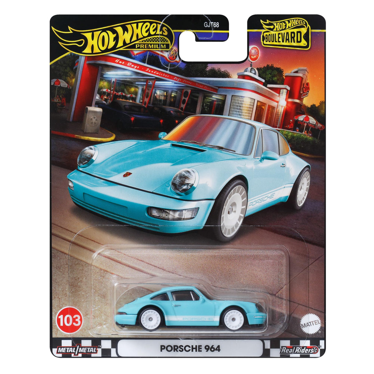 Mattel Hot Wheels Premium Boulevard Porsche 964 side view with crisp decals for display