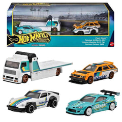 Mattel Hot Wheels Premium BRE Datsun 1:64 front view for display-worthy detail.