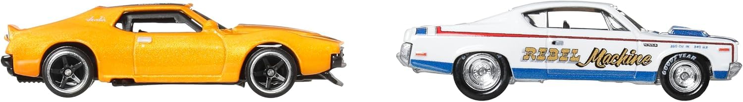 Mattel Hot Wheels Premium Rebel Machine side profile with bold muscle-car stance.