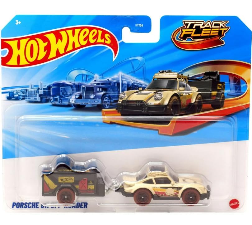 Mattel Hot Wheels Track Fleet Porsche 911 Off-Roader in tan, durable die-cast for collection and display