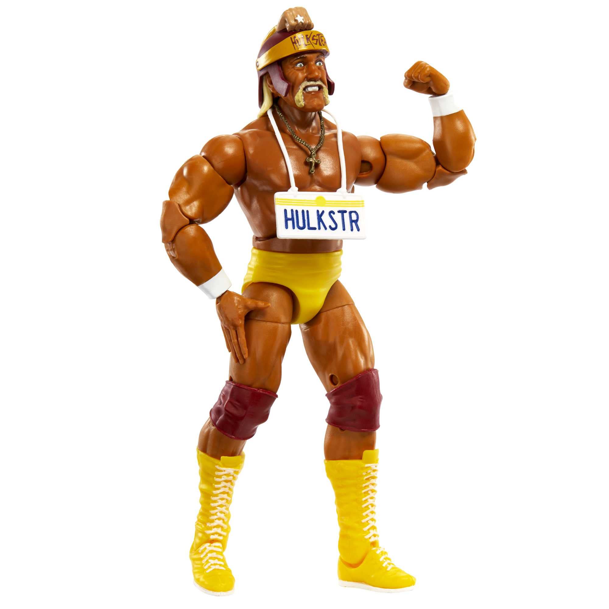 Mattel Hulk Hogan Elite figure showing high articulation for realistic posing.