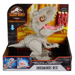 Mattel Indominus Rex glowing red eyes heighten thrilling scenes.
