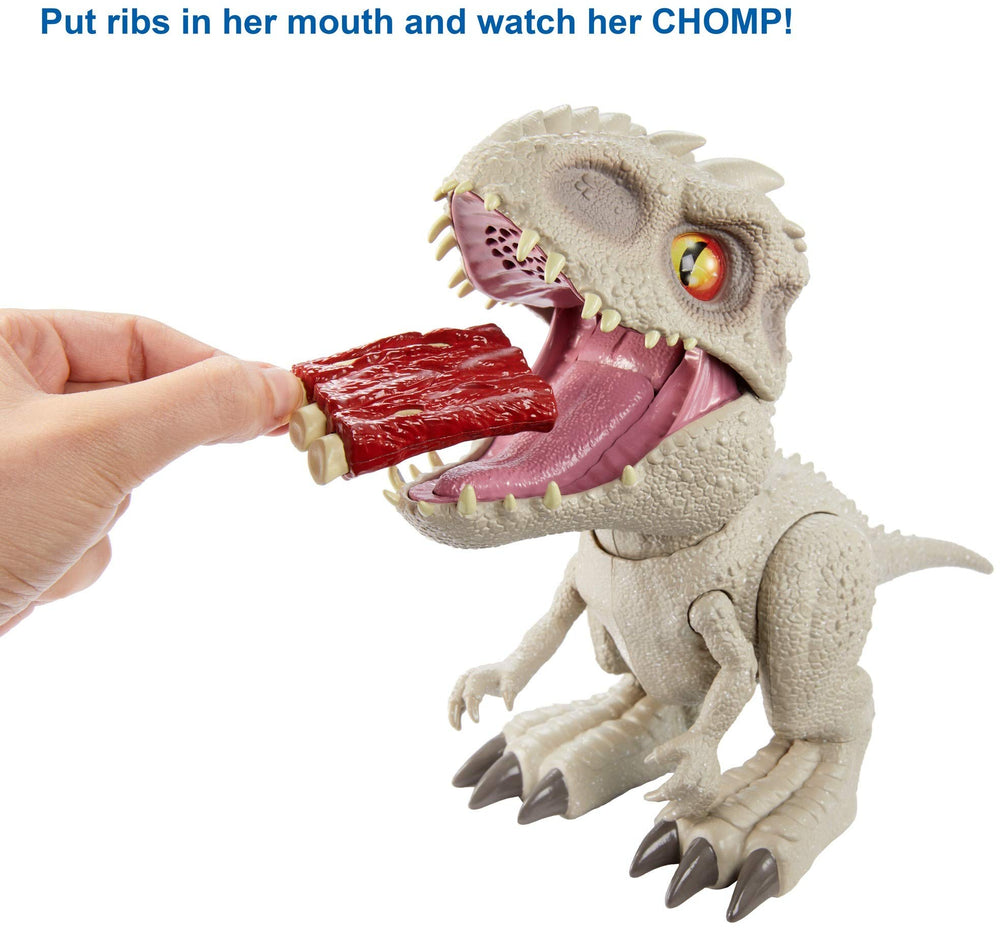 Mattel Indominus Rex mouth opening action for dramatic chomps.