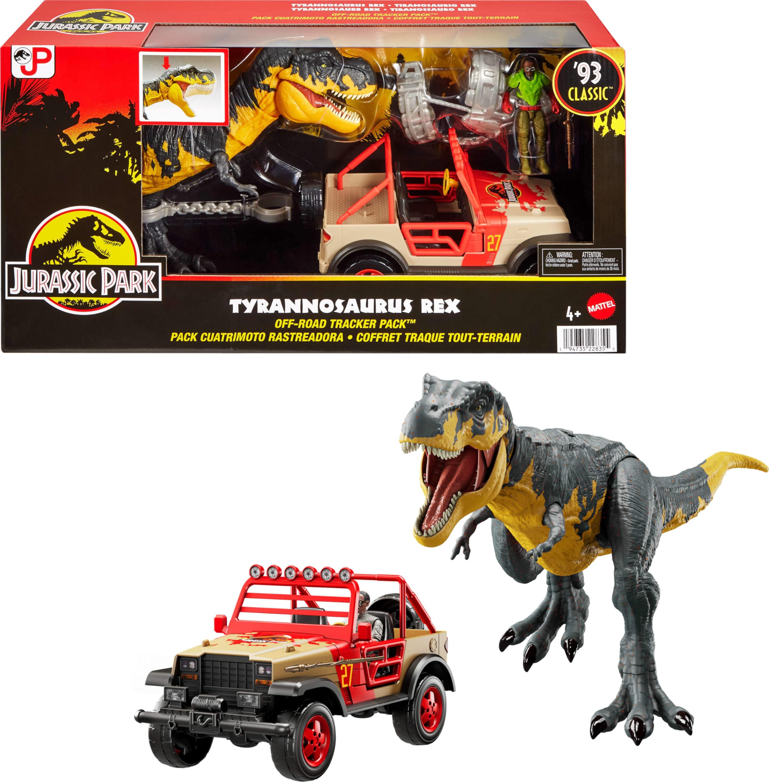 Mattel Jurassic Park '93 T. rex figure ideal for imaginative adventures and action play
