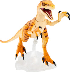 Mattel Amber Collection stand display keeps your tiger Velociraptor figure steady.