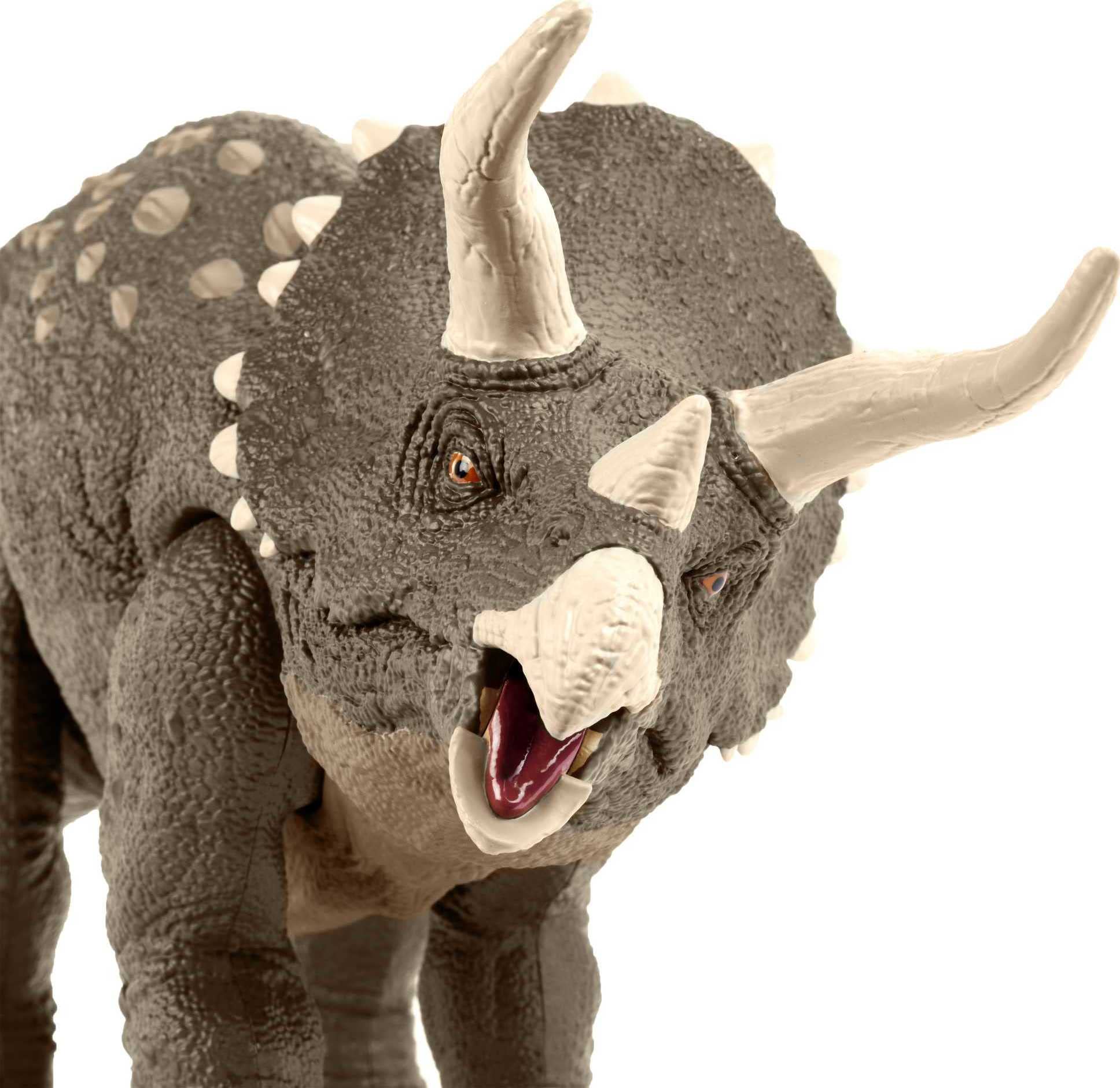 AR-enabled Triceratops with hidden Tracking Code unlocks Jurassic World Facts App experiences