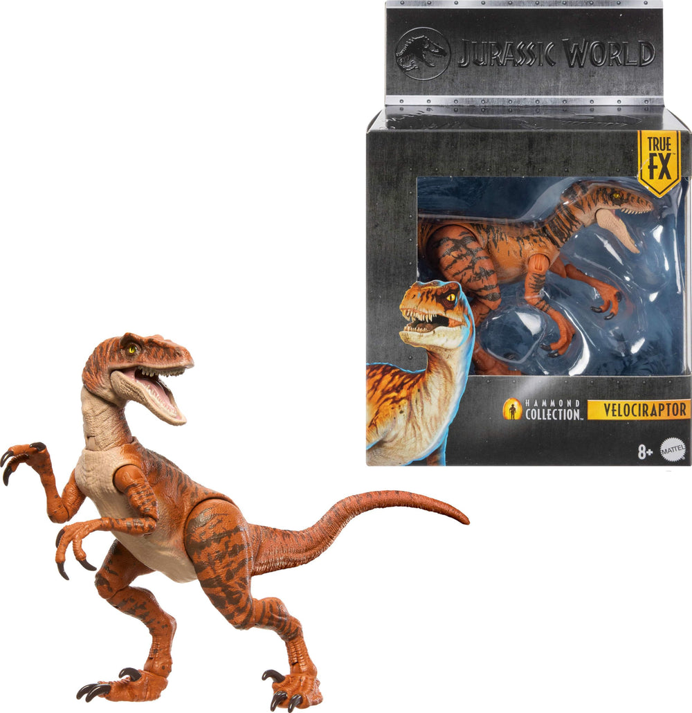 Mattel Jurassic World Atrociraptor Tiger with glass eyes, ideal for display and dramatic posing