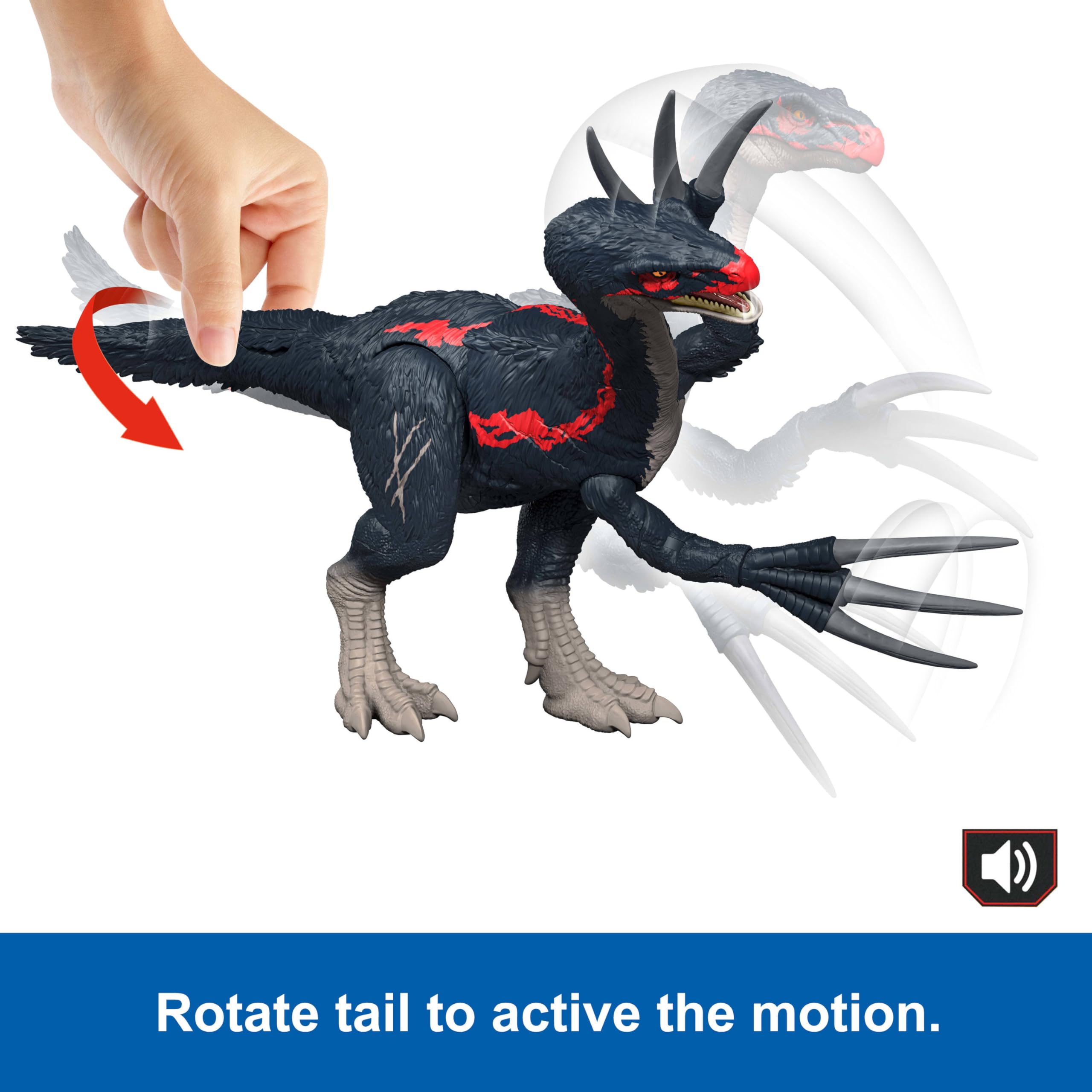 Mattel Jurassic World Chaos Theory Therizinosaurus AR app integration enables digital games.