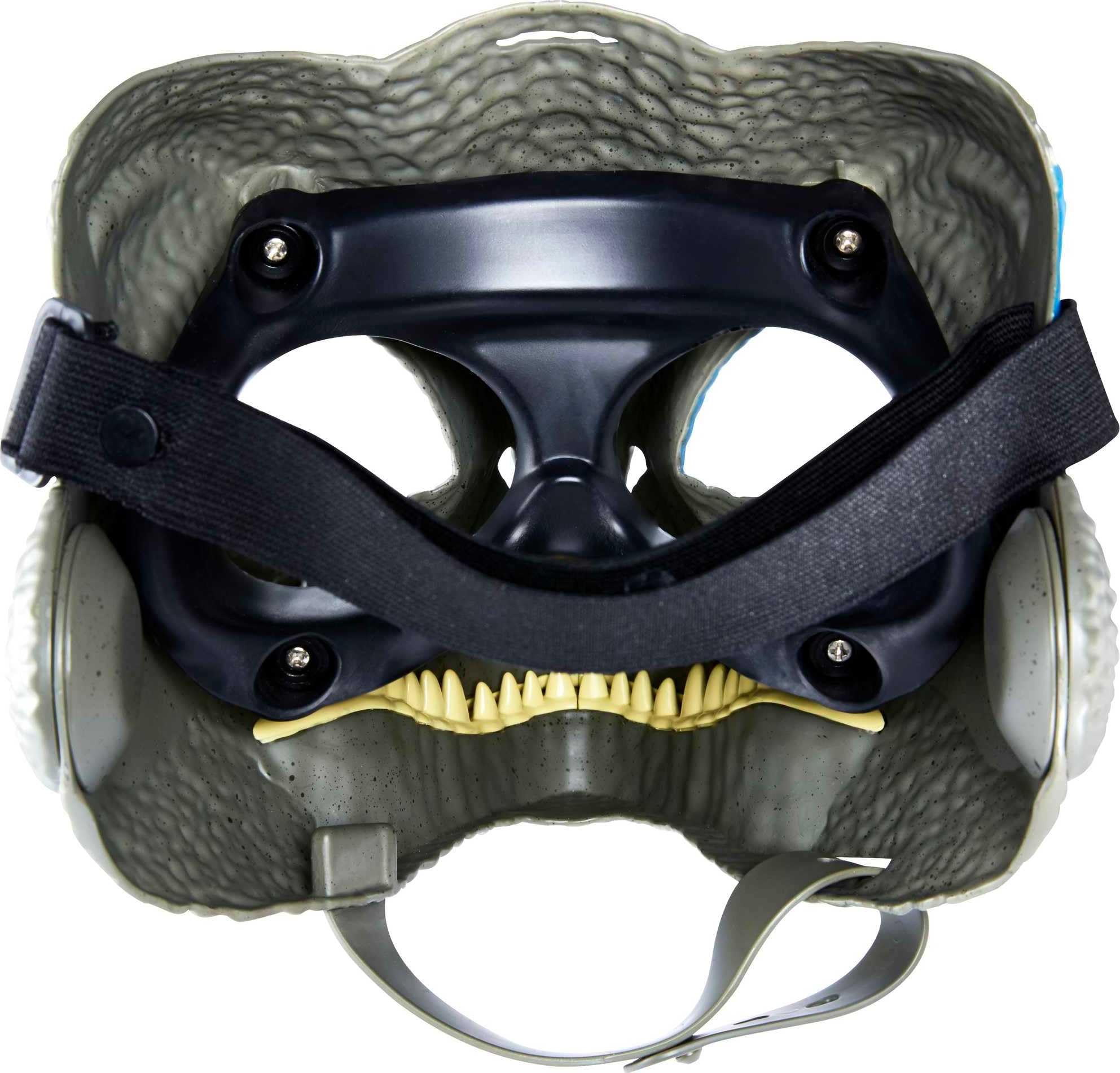 Mattel Jurassic World Dominion Blue Mask close-up reveals skin texture and teeth details.