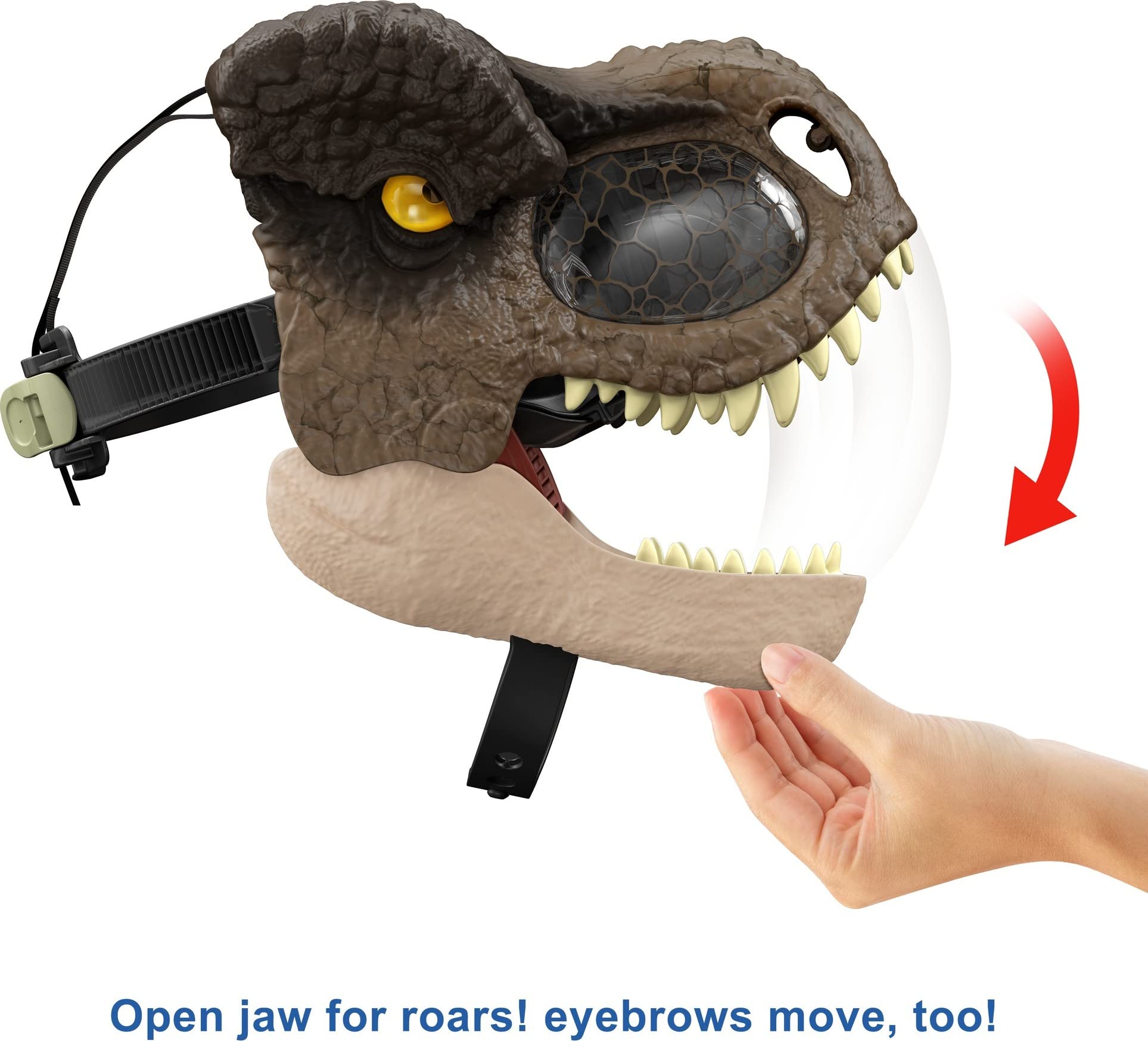 Mattel Jurassic World Dominion Chomp N Roar mask eye and nose openings for visibility