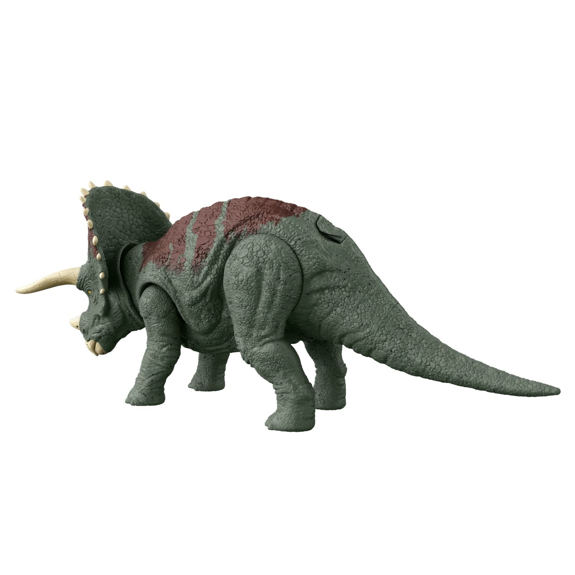 Mattel Jurassic World Dominion Roar Strikers Triceratops AR features via DNA code