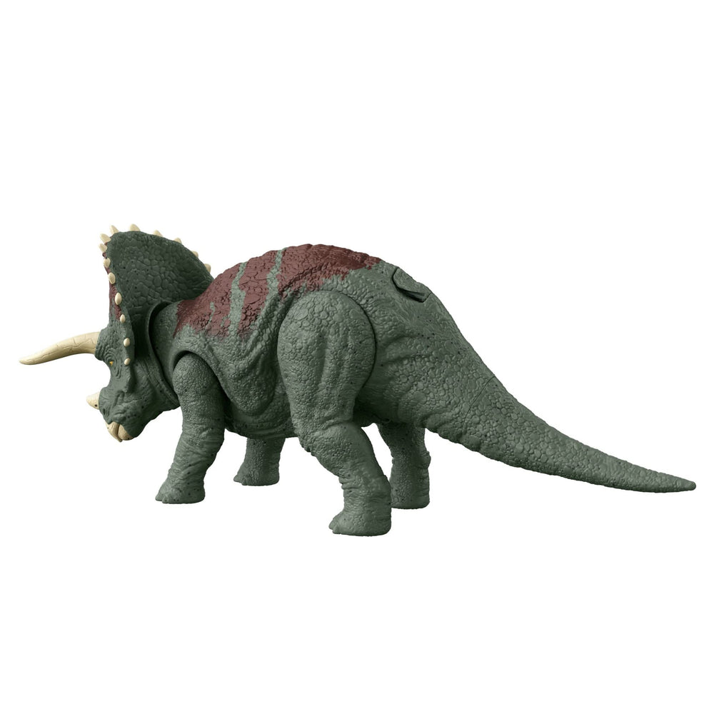 Mattel Jurassic World Dominion Roar Strikers Triceratops AR features via DNA code