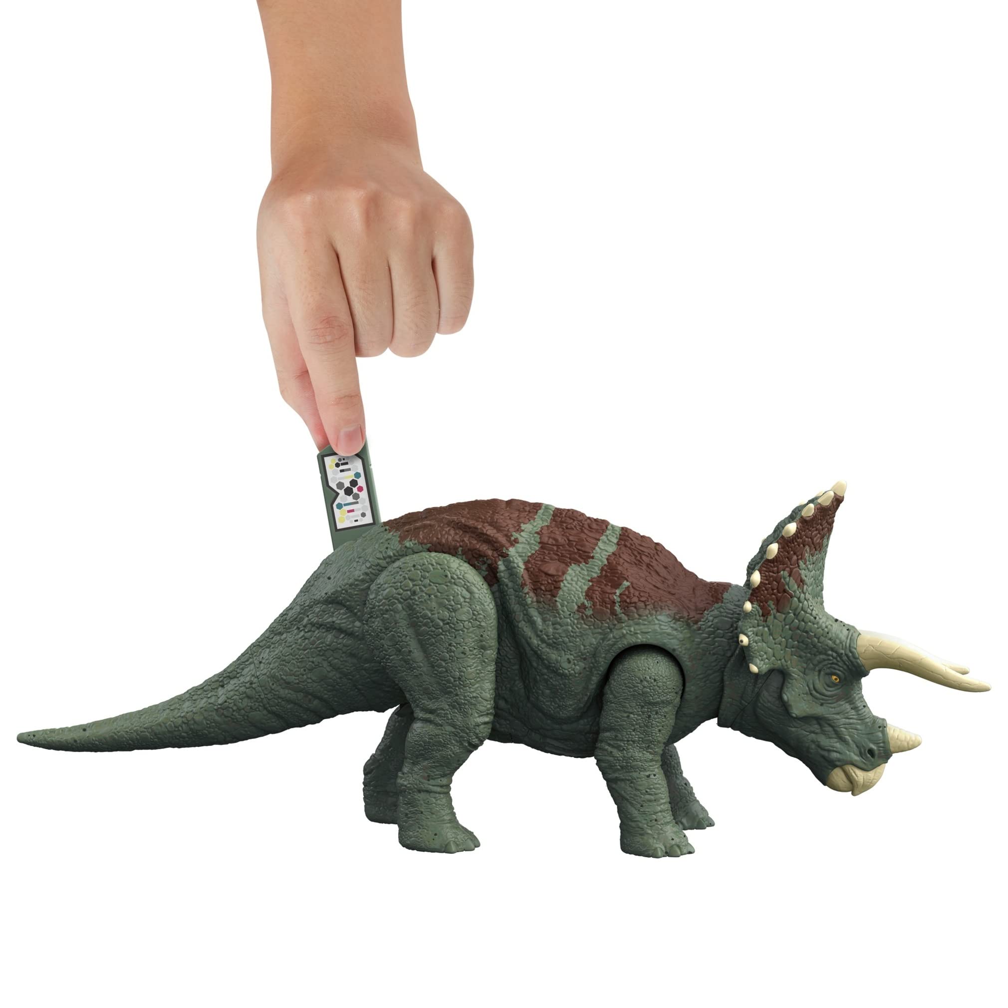 Mattel Jurassic World Dominion Roar Strikers Triceratops movable joints enable posing