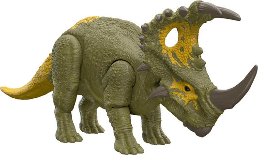 Mattel Jurassic World Sinoceratops Roar Strikers figure in action pose for imaginative play