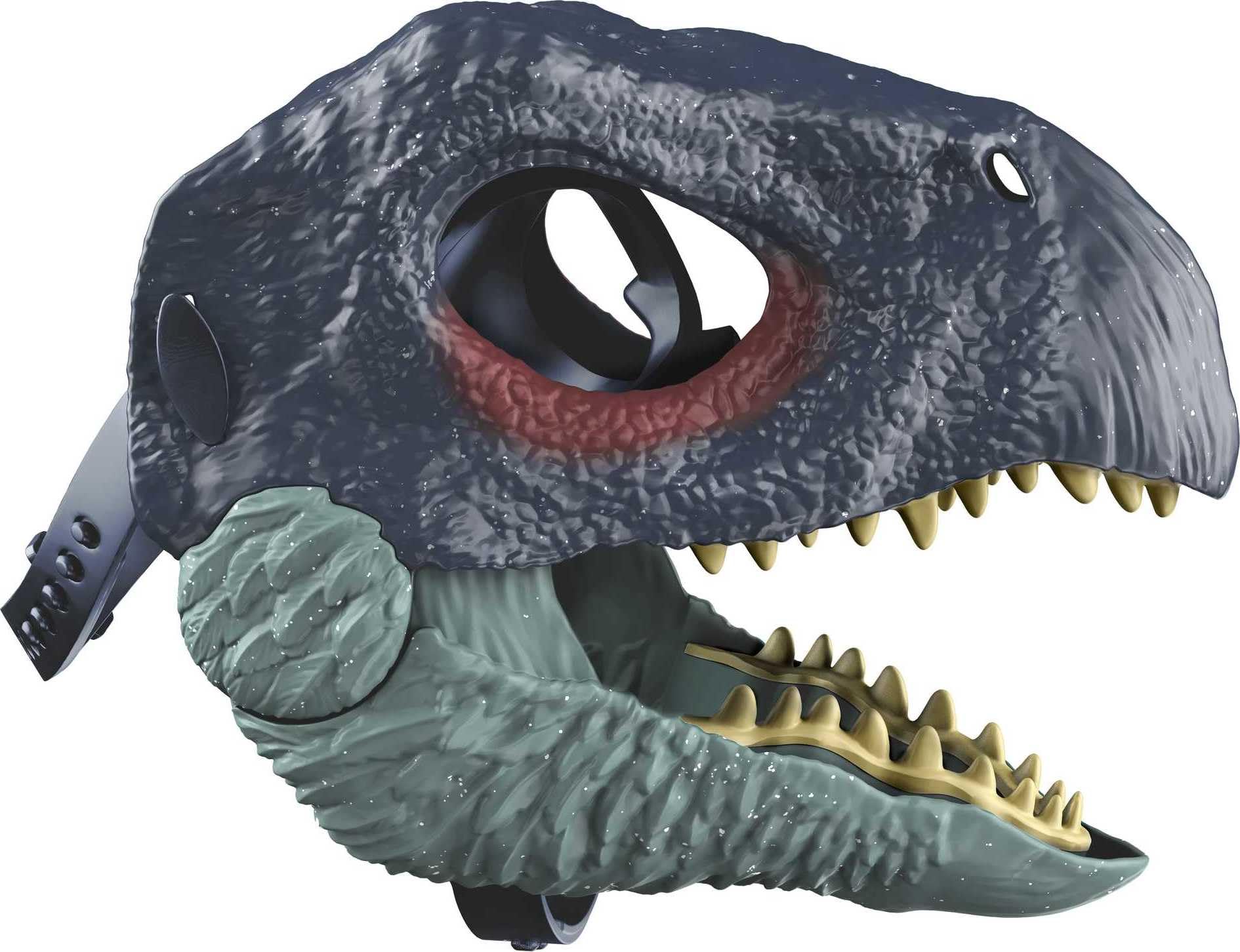 Mattel Jurassic World Dominion Therizinosaurus mask fits kids four and up for imaginative adventures.