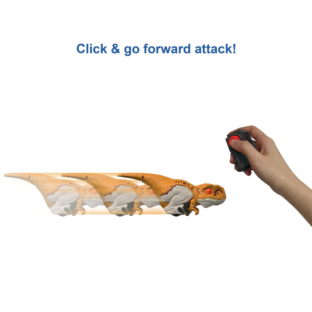 Mattel Atrociraptor spins and roars, boosting imaginative dino training.