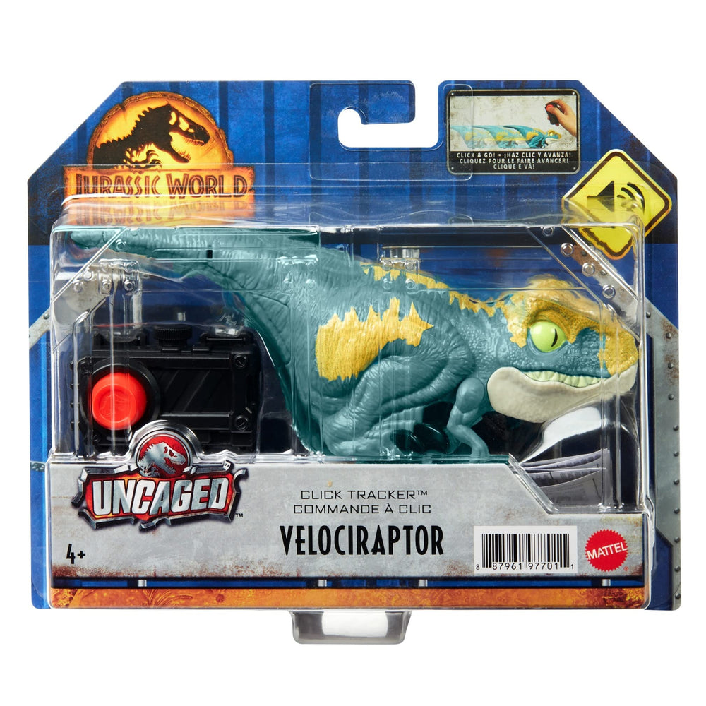 Durable 6-inch Mattel Velociraptor Blue front view supports imaginative Jurassic World play