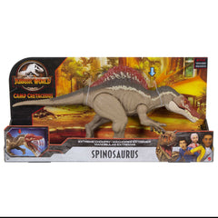 Mattel Jurassic World Extreme Chompin' Spinosaurus suitable for ages 4 and up in packaging.