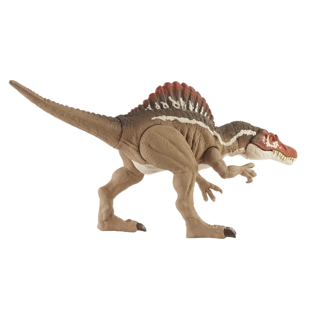 Mattel Jurassic World Extreme Chompin' Spinosaurus realistic sculpting for authentic display.