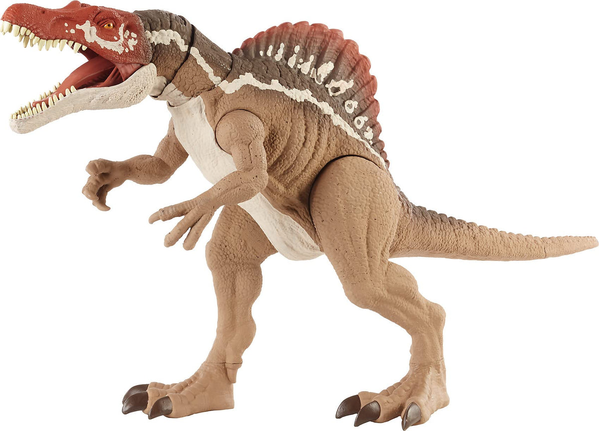 Mattel Jurassic World Extreme Chompin Spinosaurus face detail for lifelike play.