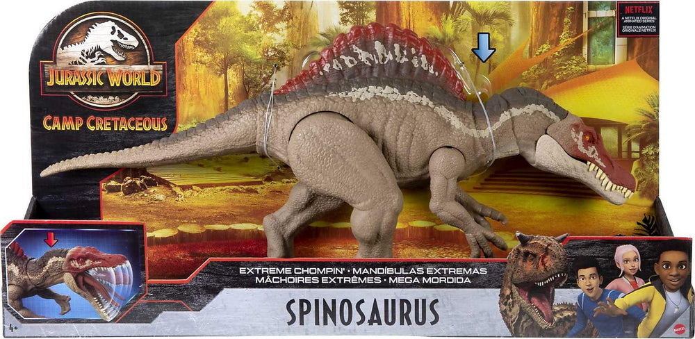Mattel Jurassic World Spinosaurus gift for ages 4 and up, ready for adventures.