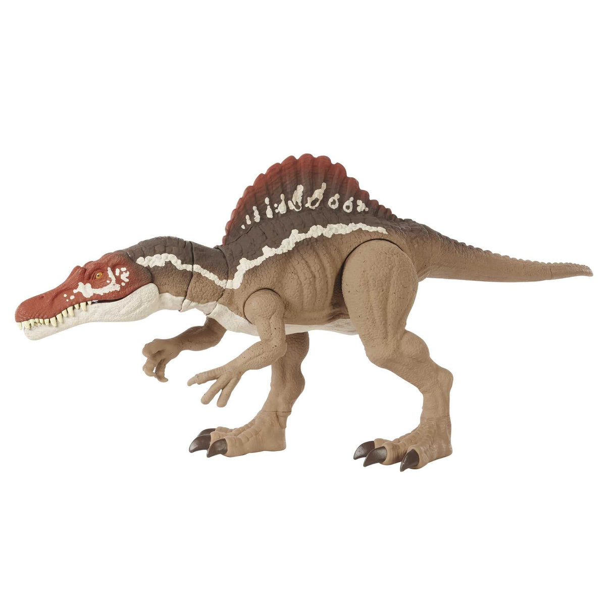 Mattel Jurassic World Extreme Chompin' Spinosaurus jaw-action highlighting dramatic bite for action play.