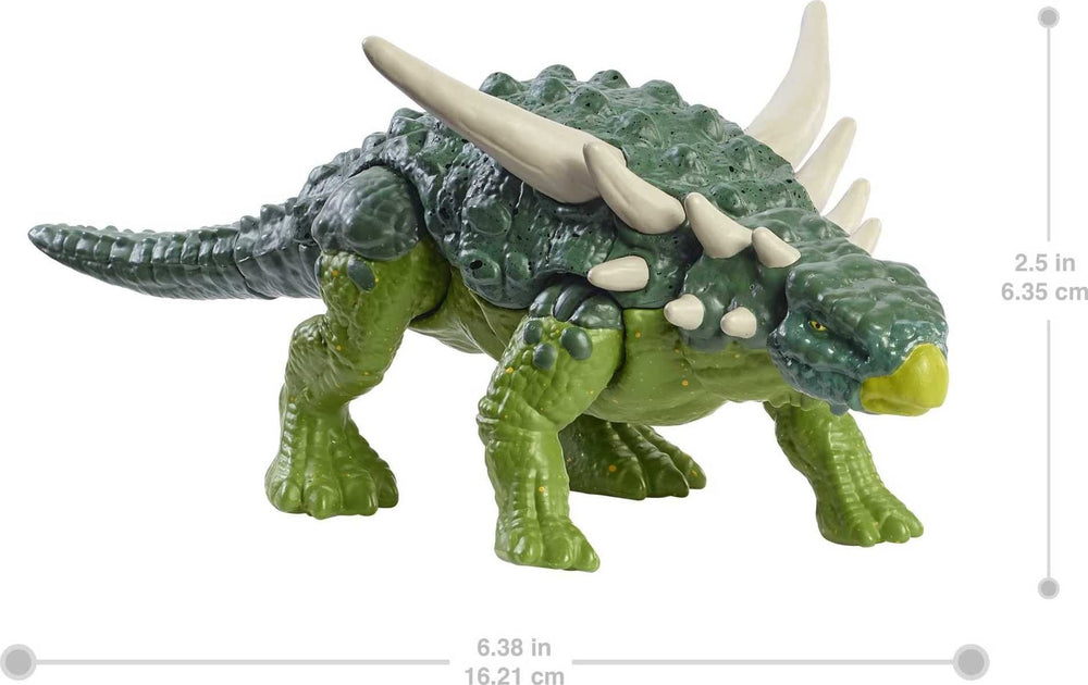 Mattel Jurassic World Fierce Force Sauropelta features realistic sculpting and authentic decoration.