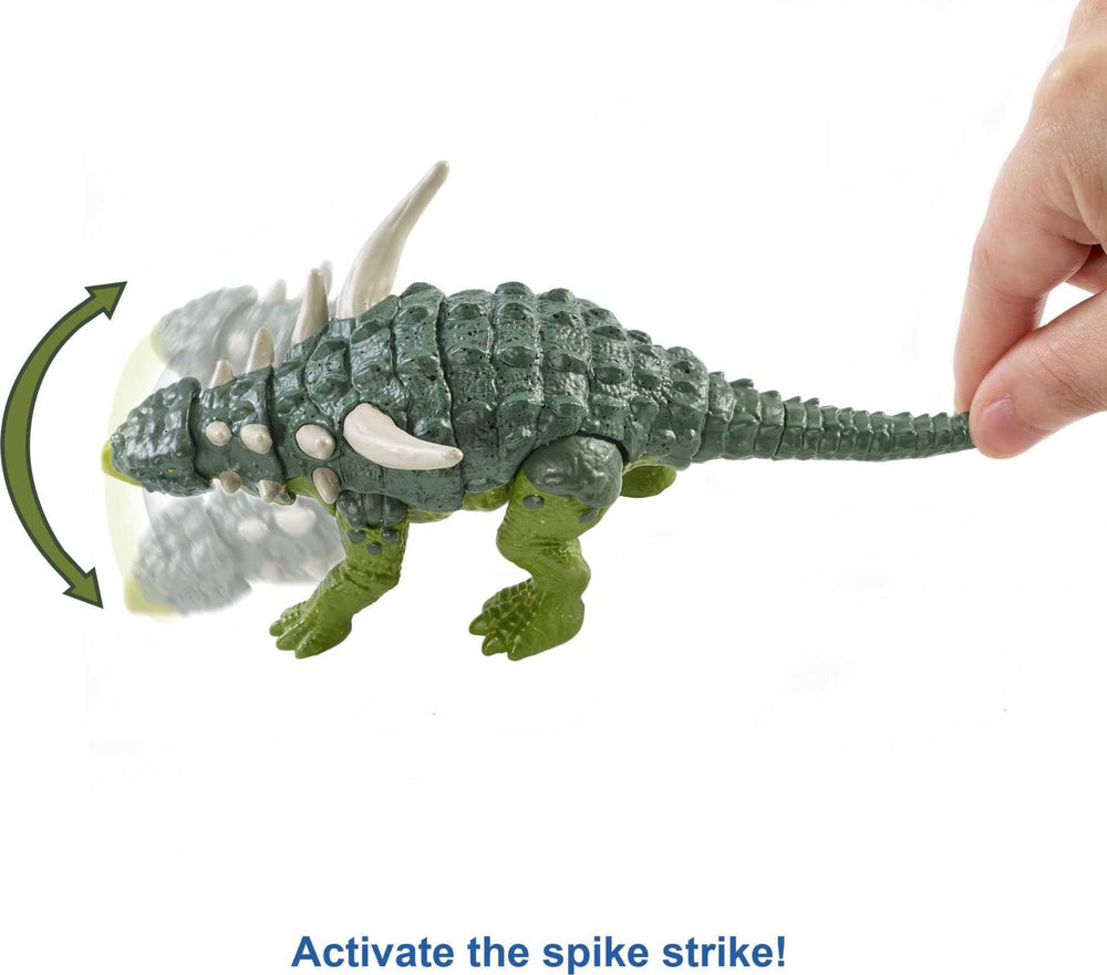 Mattel Jurassic World Fierce Force Sauropelta showcases single-strike action for quick battles.