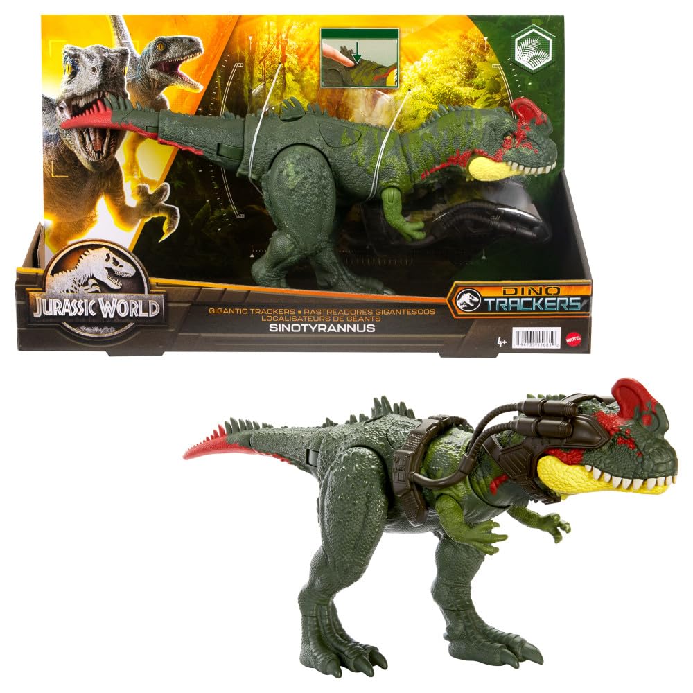 Mattel Jurassic World Gigantic Tracker Sinotyrannus in attack motion for dramatic play