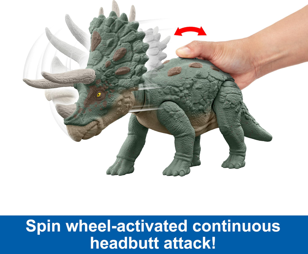 Mattel Jurassic World Gigantic Tracker Triceratops authentic sculpt details for display