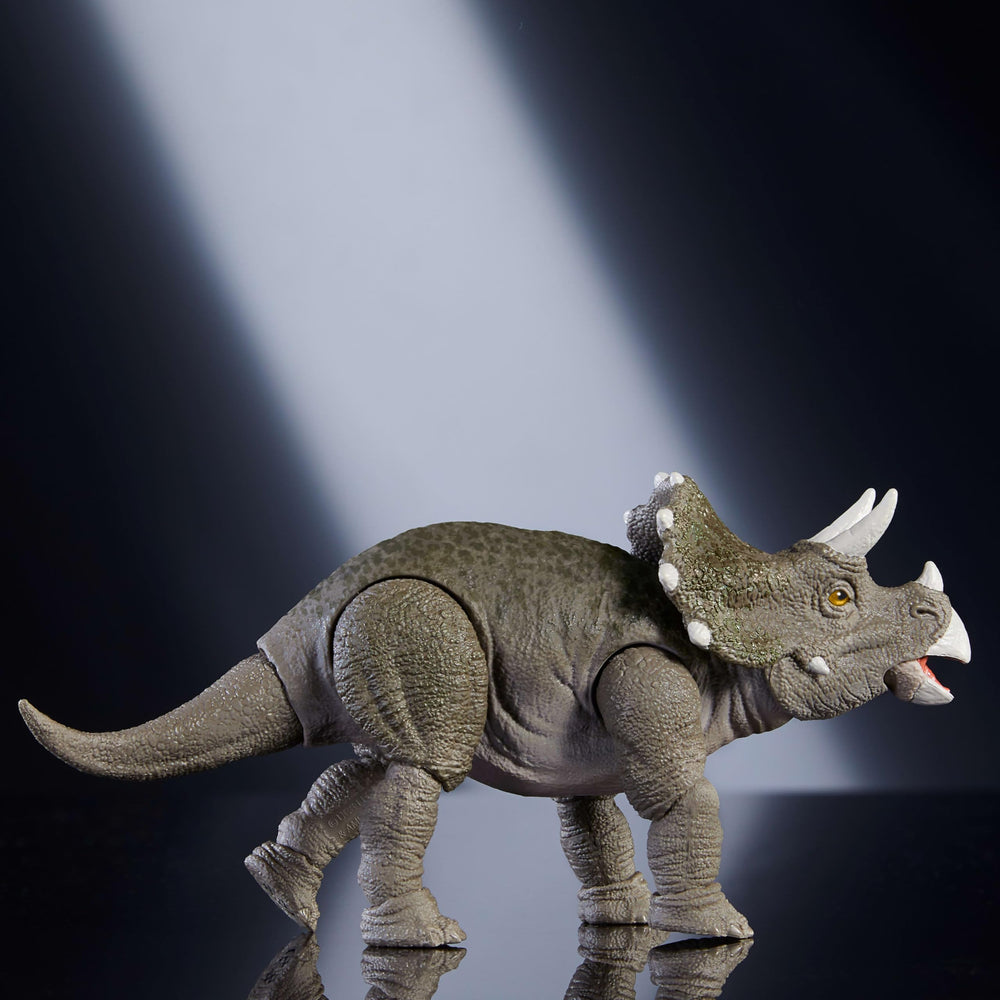 Mattel Jurassic World Hammond Collection juvenile Triceratops with deluxe packaging for display-ready presentation