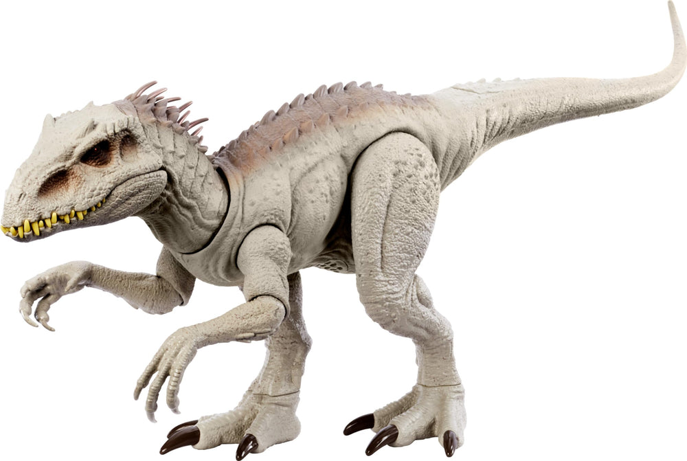 Mattel Jurassic World Indominus Rex camo lighting adds jungle realism during play.