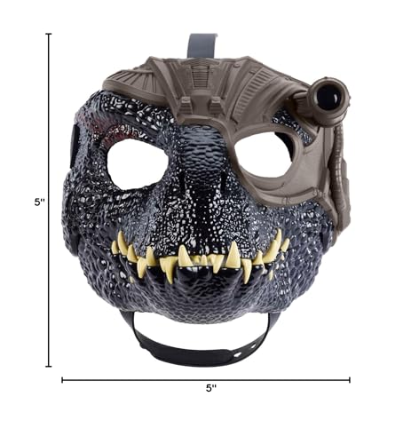 Mattel Jurassic World Indoraptor mask suitable for kids aged four and up.