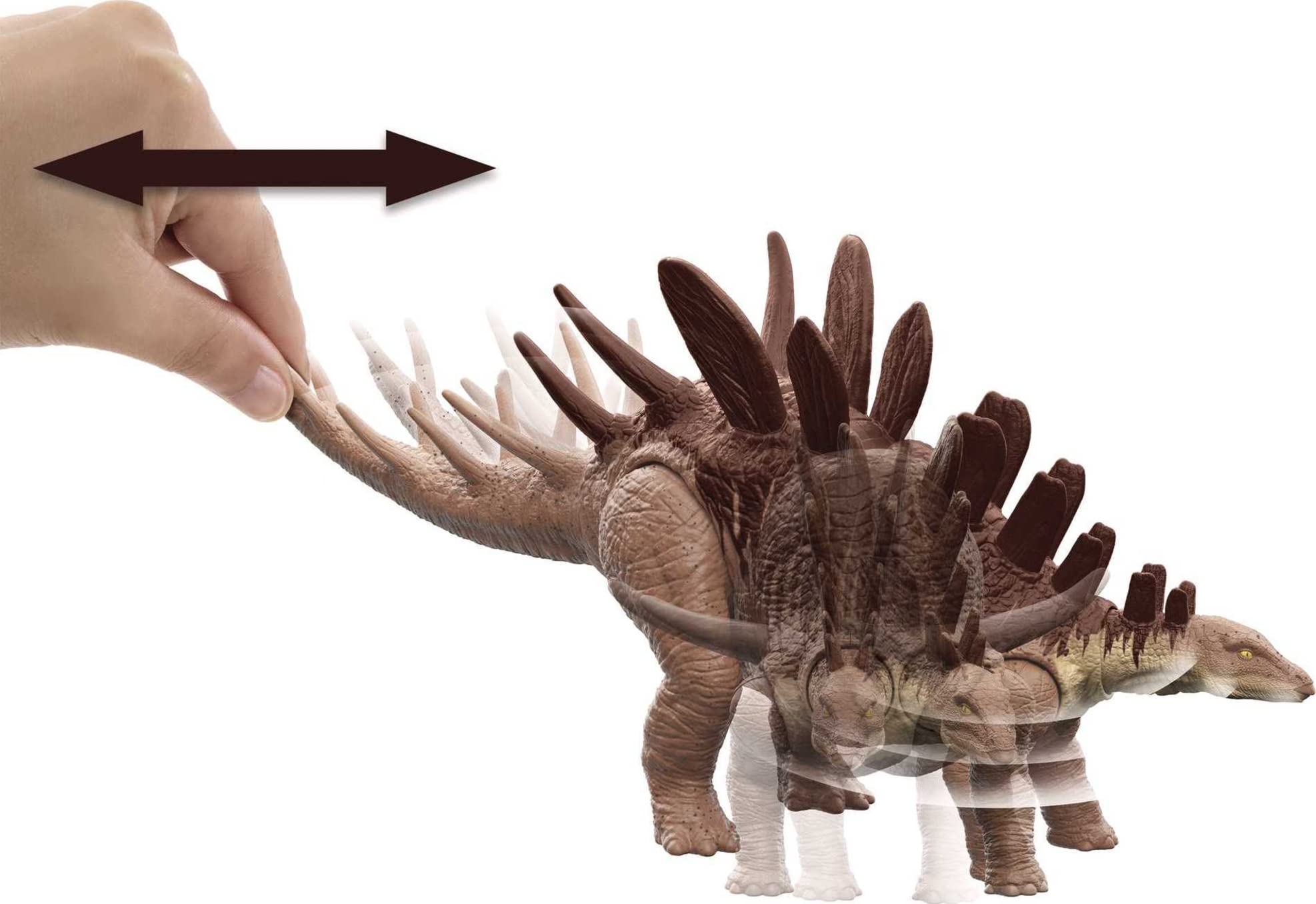 Mattel Kentrosaurus Roar Attack with strike feature captured in action pose for battle play