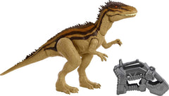Mattel Jurassic World Mega Destroyers Carcharodontosaurus Brown in action attack motion for brave battles.