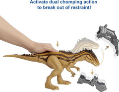 Mattel Jurassic World Mega Destroyers Carcharodontosaurus Brown movable joints enable flexible poses.
