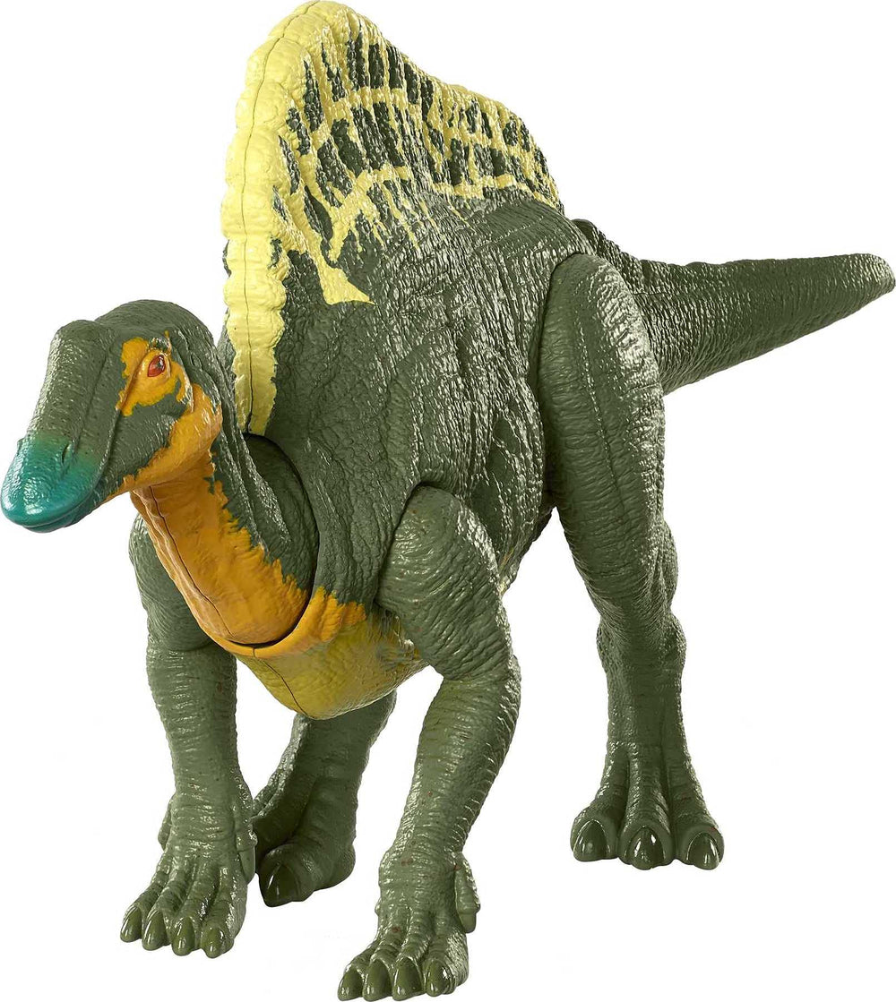 Mattel Jurassic World Ouranosaurus Roar Attack figure ready for action play.