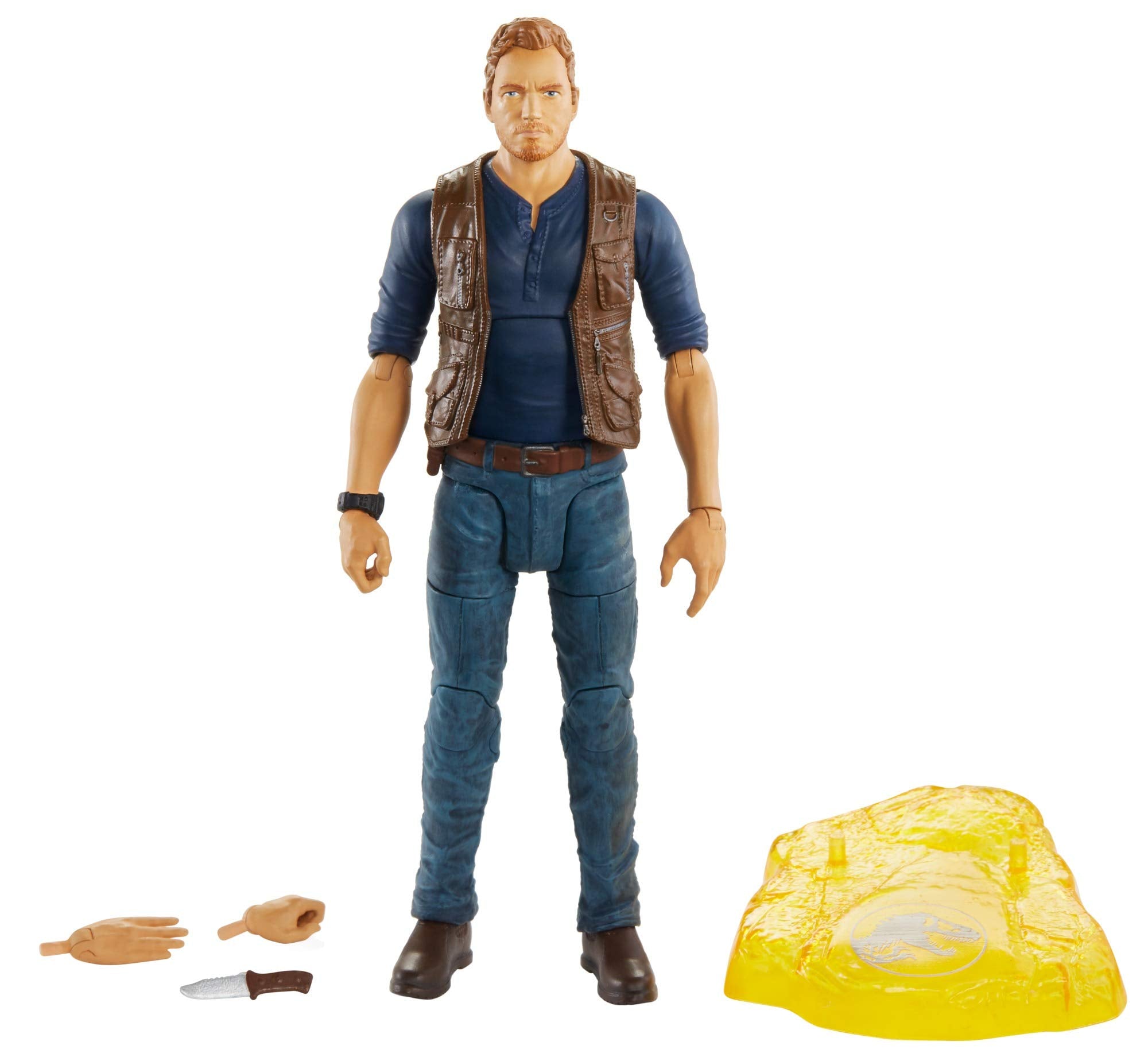 Mattel Jurassic World Owen Grady display stand improves figure showcasing.