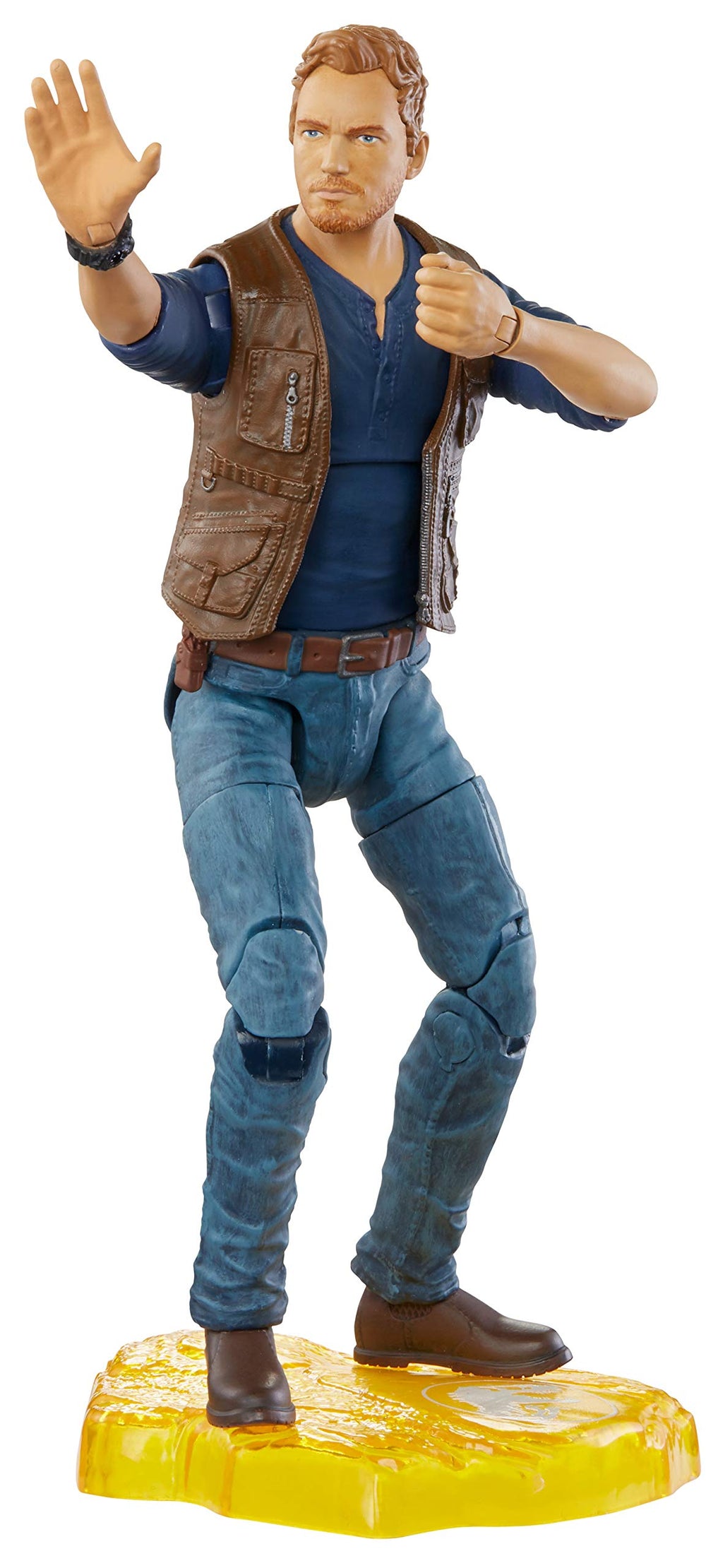 Mattel Jurassic World Owen Grady front view figure showcasing movie-inspired details.