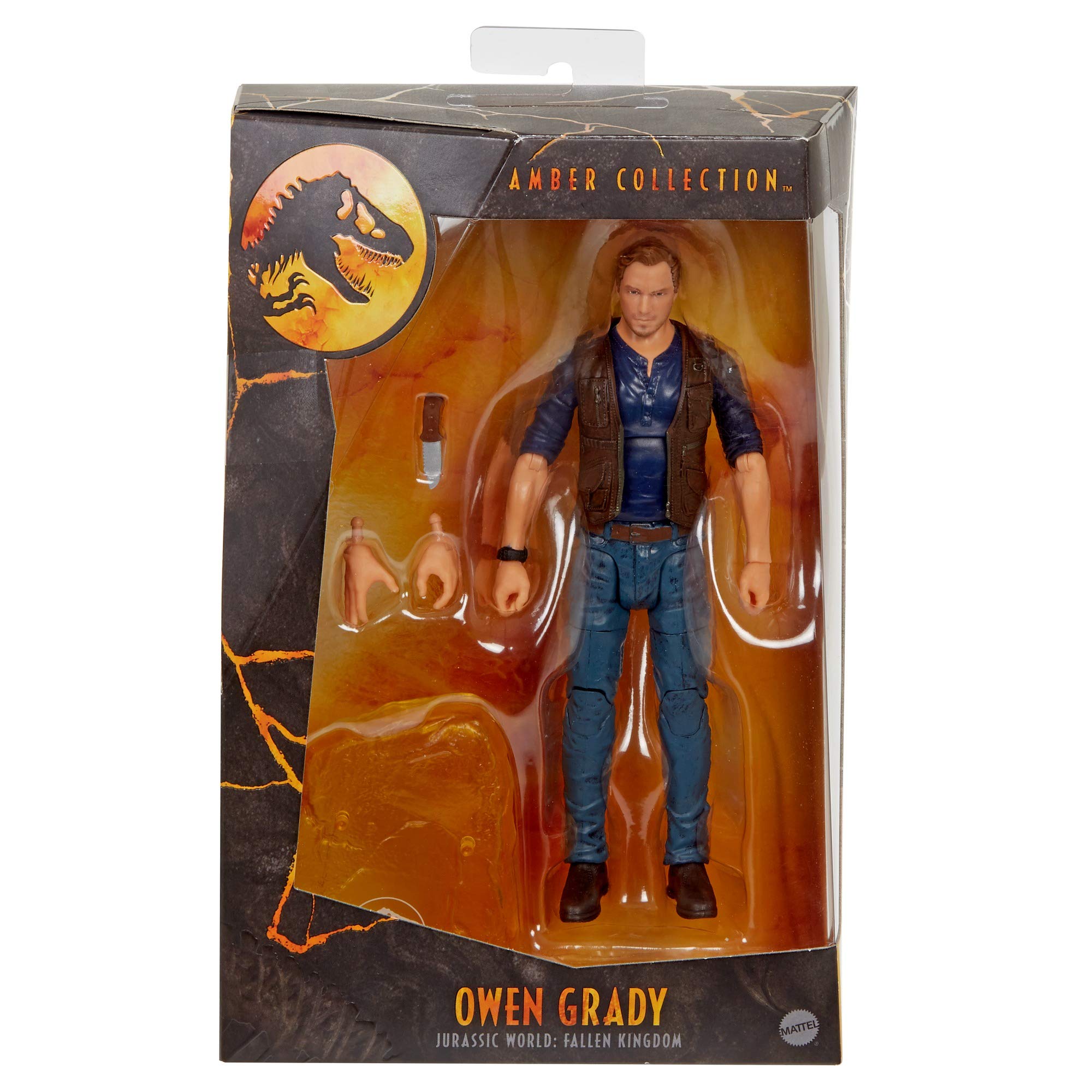 Mattel Jurassic World Owen Grady packaging box for safe gifting.