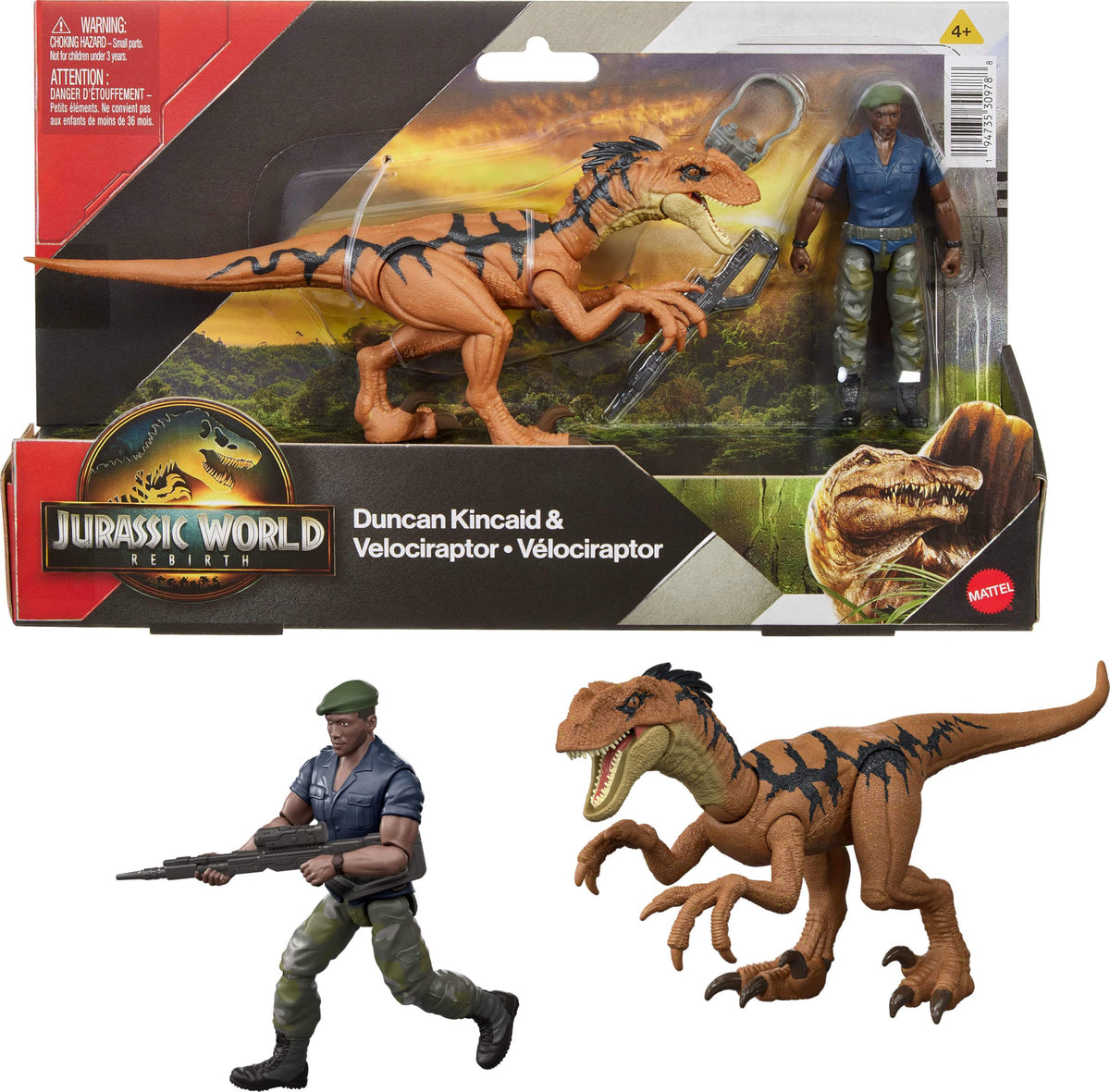 Mattel Jurassic World Rebirth Duncan Kincaid figure with poseable joints for dynamic play.