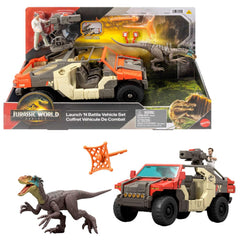 Mattel Jurassic World Rebirth Launch N Battle Vehicle in side view for action play