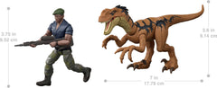 Mattel Jurassic World Rebirth Velociraptor figure with articulated jaw for action.