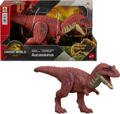 Mattel Jurassic World Rebirth Wild Roar Aucasaurus tail chomp action for dynamic battle play