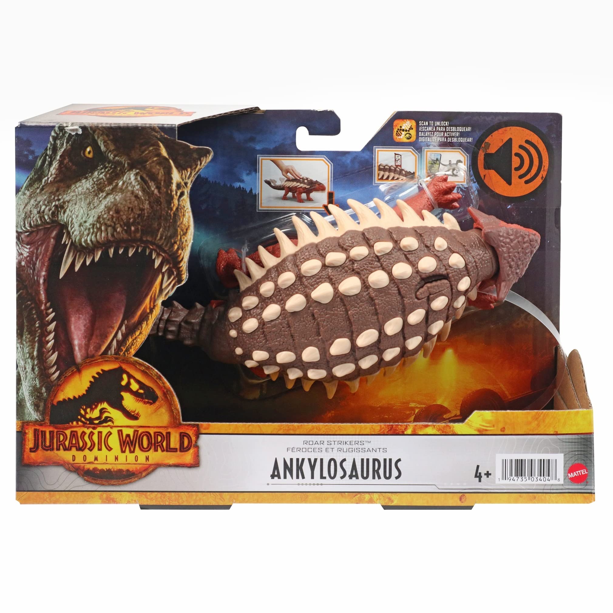 Mattel Jurassic World Roar Strikers collection dinosaur Ankylosaurus for collection play