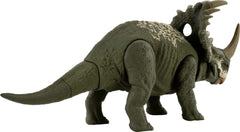Mattel Jurassic World Sound Strike dinosaur figure, closeup reveals textured skin and authentic color.